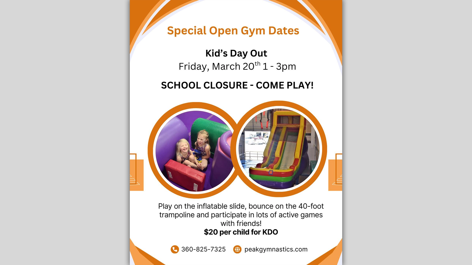 Kid’s Day Out – March 20th!